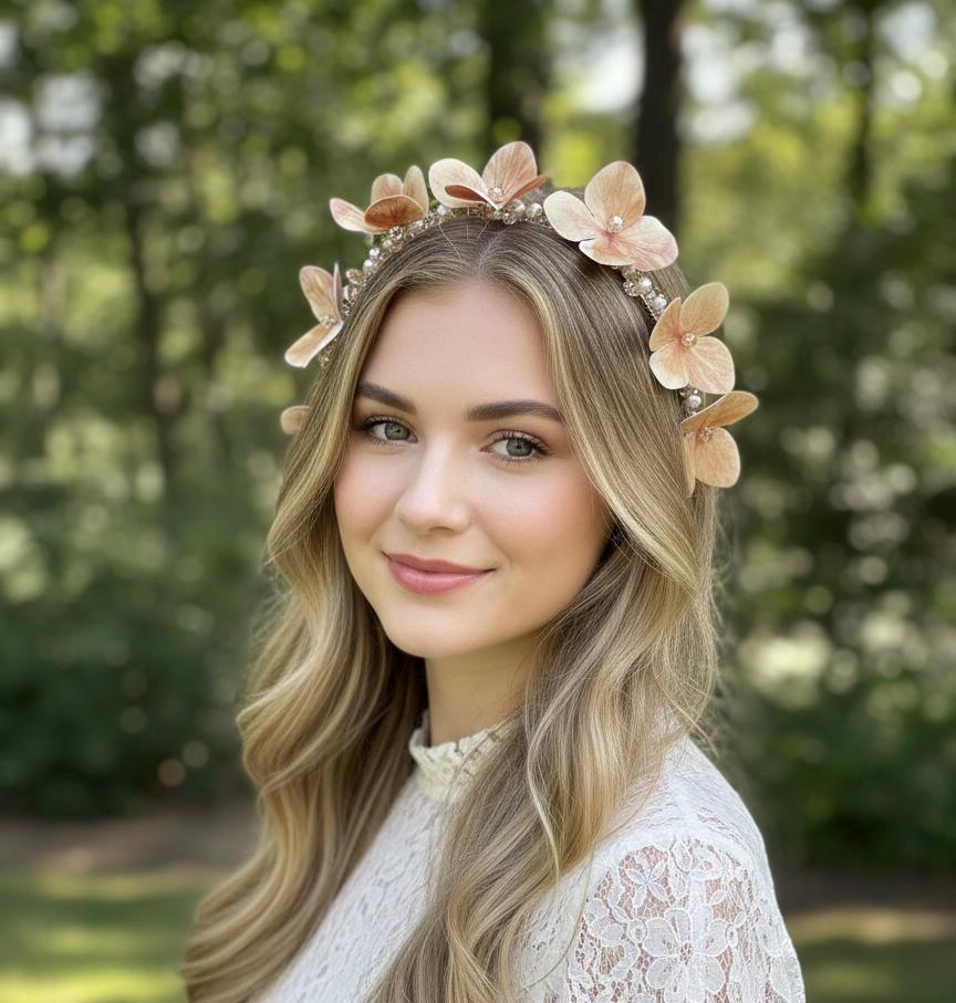 Champagne Hydrangea Bridal Headband